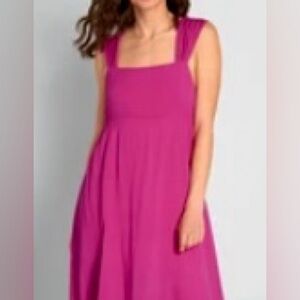 Fuschia pink sundress Dress MODCLOTH bow back Sz M PEACH LOVE CALIFORNIA NWOT